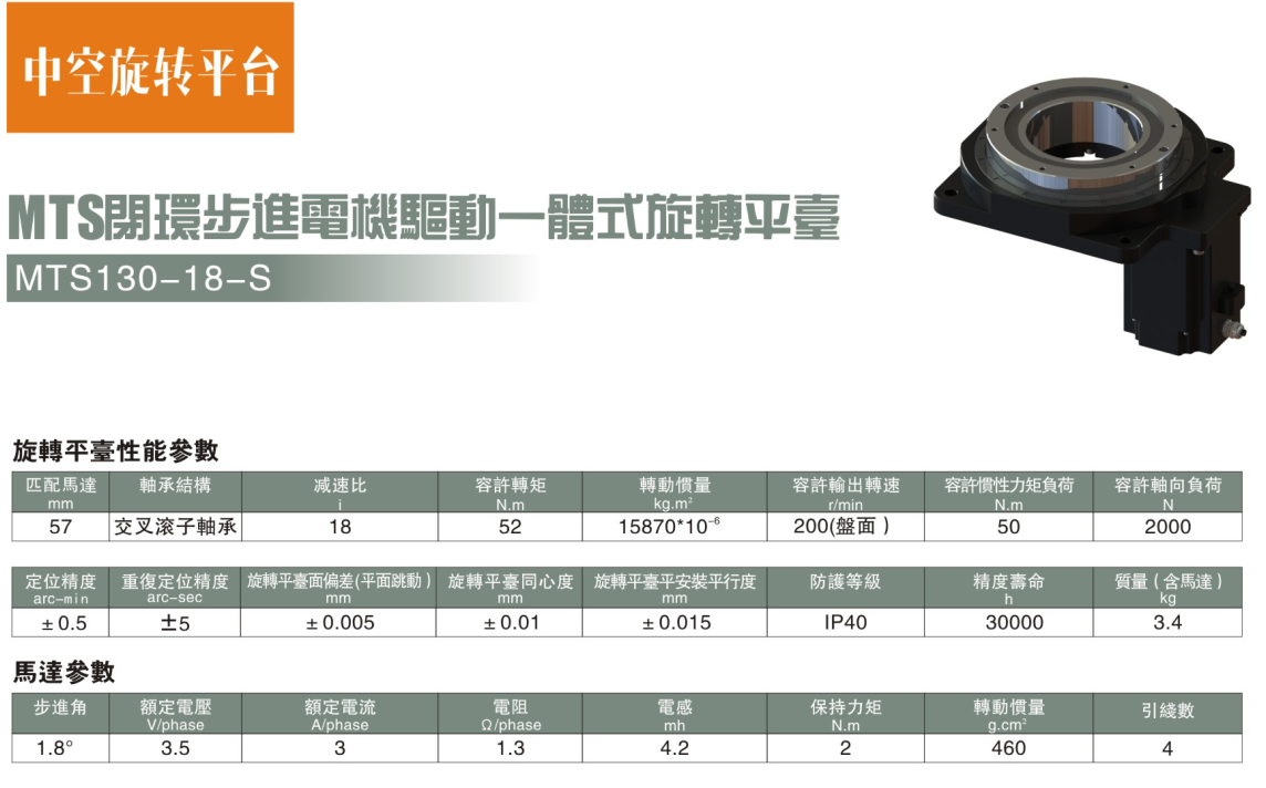 步進(jìn)電機(jī)驅(qū)動(dòng)一體式旋轉(zhuǎn)平臺(tái)MTS130-18-S參數(shù).png